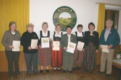v. l. Annerose Gerg, Christa Plörer, Rosemarie Schilcher, Helga Blank, Johann Blank, Elisabeth Schwarz, Centa Glöckler und Fritz Richter